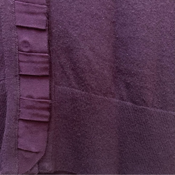 Ruffled Ribbon V-Neck ~AT LOFT ~Cardigan ~Small ~Eggplant ~ Elegant Light Weigh… - Picture 3 of 8